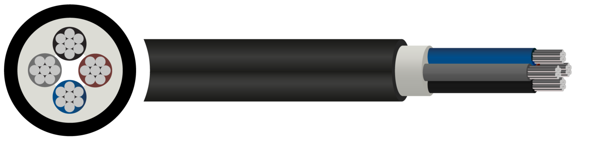 NAYY-O Aluminium Conductor PVC PVC 0.6/1kV Cable - 16mm² to 800mm²