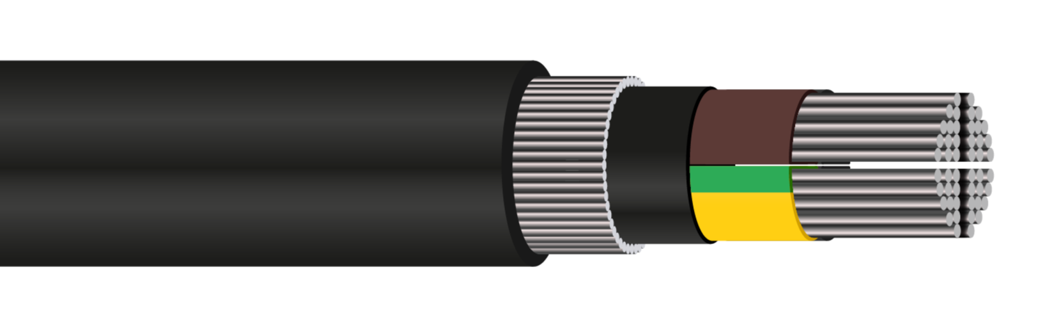 Câble NA2XRY à conducteur en aluminium IEC 60502-1 XLPE SWA PVC 0,6/1 kV - 25 mm² à 630 mm