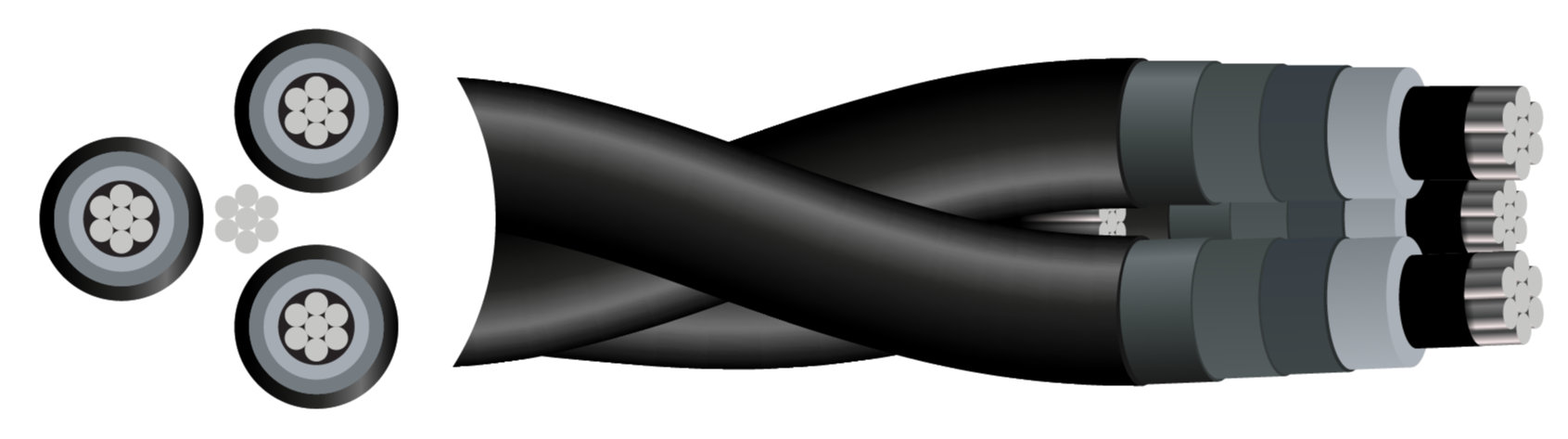 MV Aerial Bundle Cable (ABC) Unscreened 6.35/11kV - 35mm² to 185mm²
