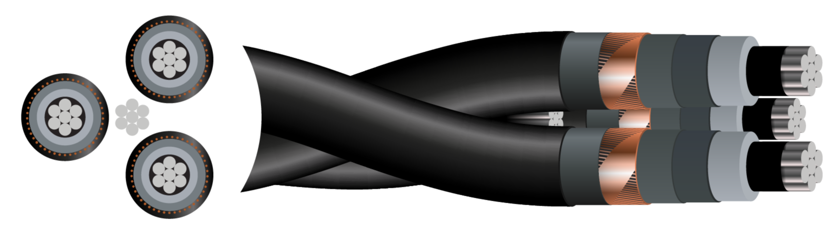 MV Aerial Bundle Cable (ABC) Light/Heavy Duty Screen 6.35/11kV - 35mm² to 185mm²