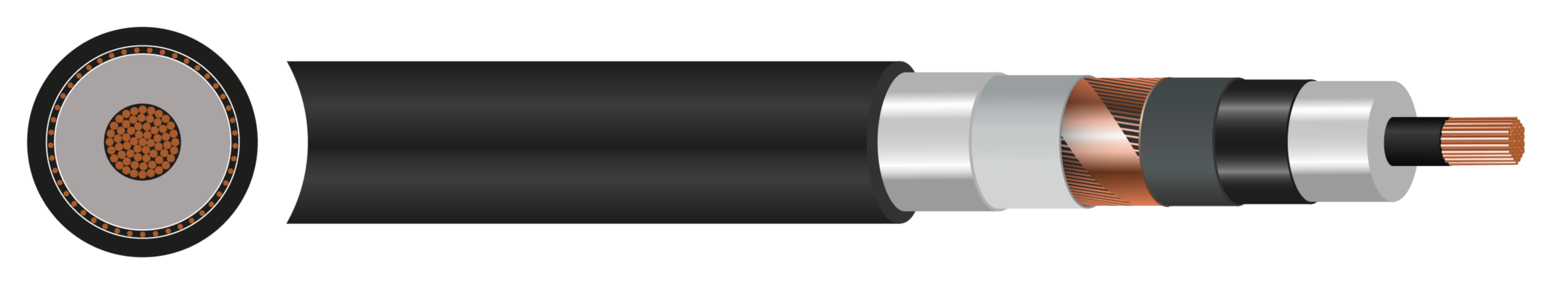 2XS(FL)2Y HDPE High Voltage 26/45 (52) kV Cable 95mm-1400mm